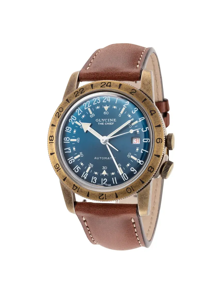 Glycine Airman Vintage The Chief Автоматические мужские часы с синим циферблатом GL0308