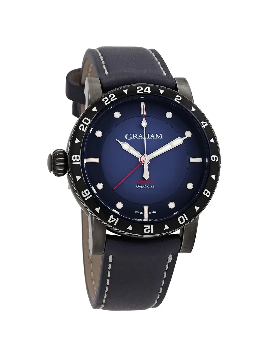 Мужские часы Graham Fortress GMT Automatic с синим циферблатом 2FOBV.U03A