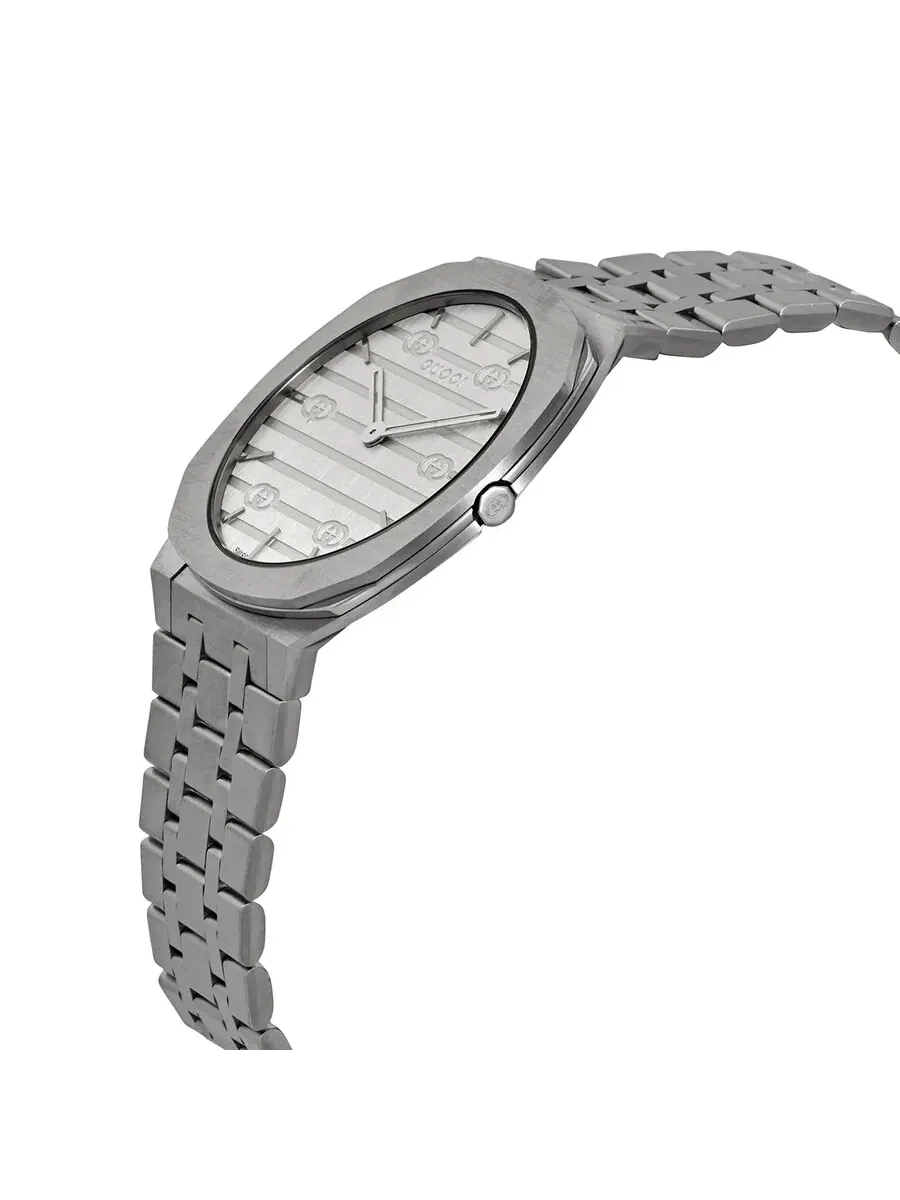 Женские часы Gucci 25H с кварцевым механизмом и серебристым циферблатом YA163402 — изображение 2 из 3, оттенок серебряный