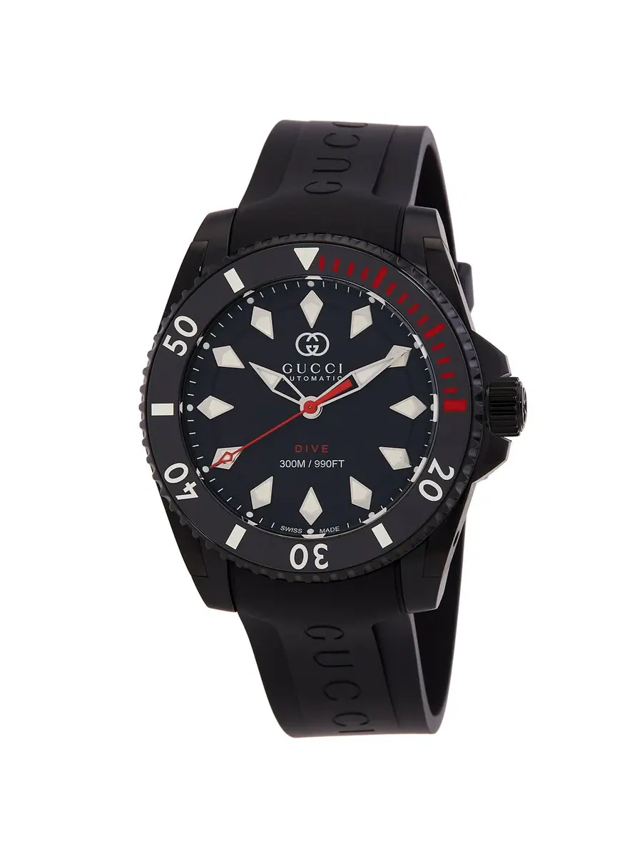 Мужские автоматические часы Gucci Dive с черным циферблатом YA136361