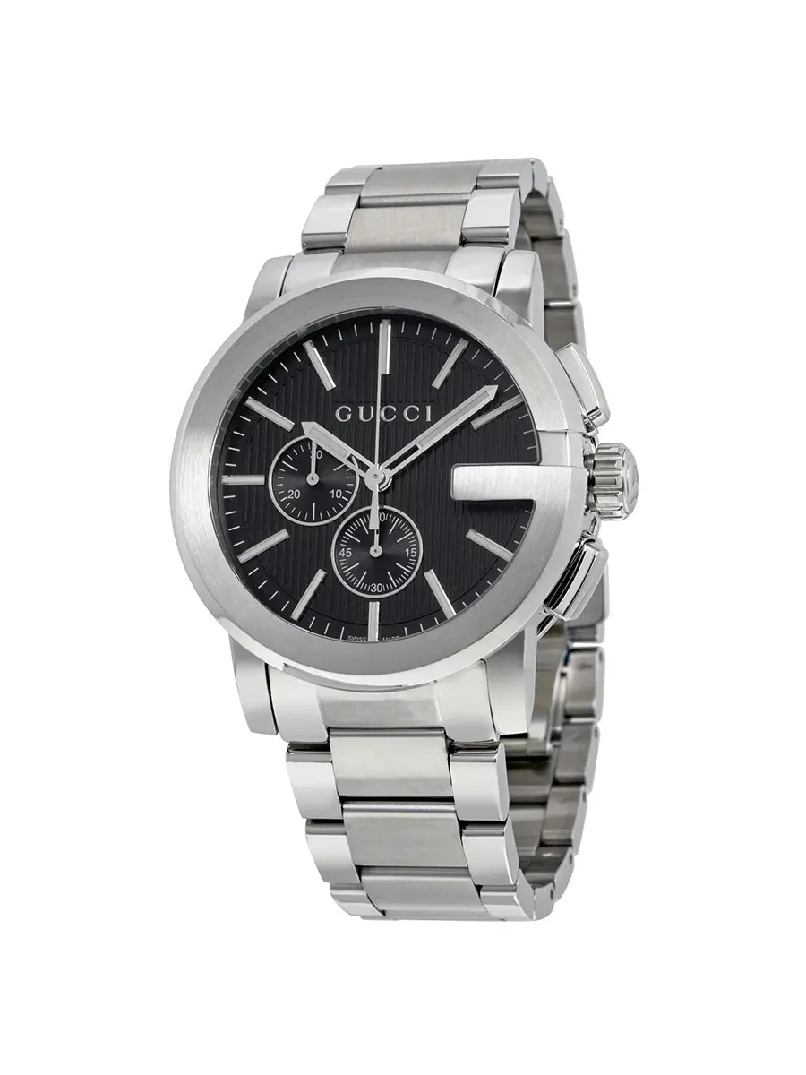 Мужские часы Gucci G-Chrono с черным циферблатом из нержавеющей стали YA101204