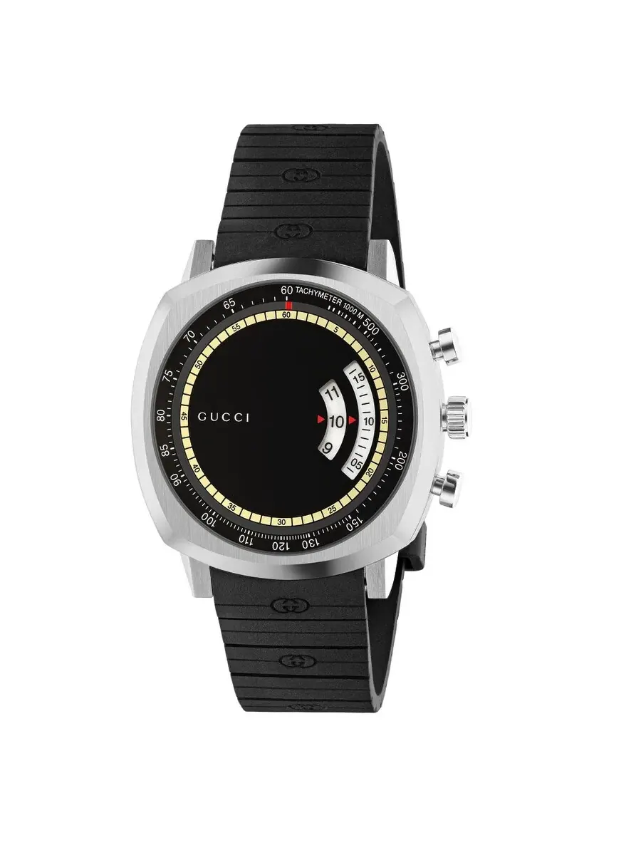 Мужские часы Gucci Grip Quartz с черным циферблатом YA157301