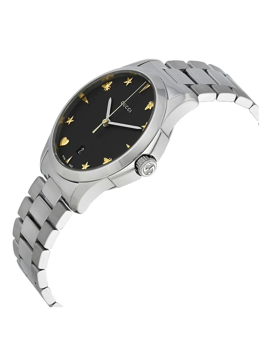 Часы Gucci G Timeless с черным циферблатом YA1264029 — изображение 2 из 3, оттенок серебряный