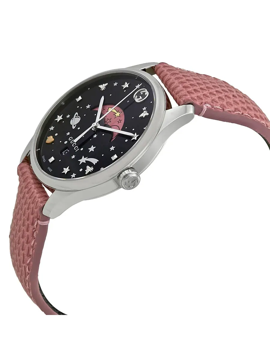 Женские часы Gucci G-Timeless с черным циферблатом фаз Луны YA1264046 — изображение 2 из 3, оттенок серебряный