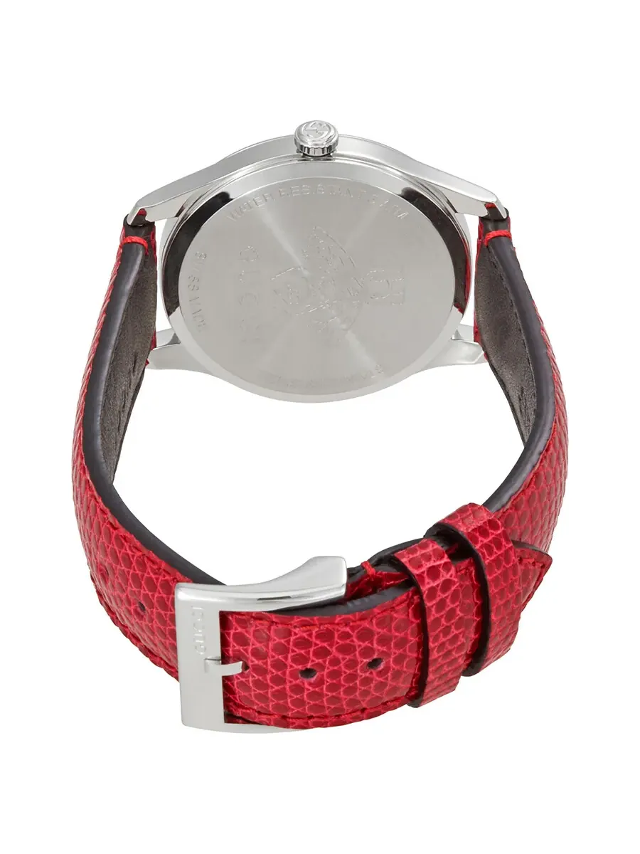 Женские часы Gucci G-Timeless с красным циферблатом из перламутра и кожаным ремешком YA1264041 — изображение 3 из 3