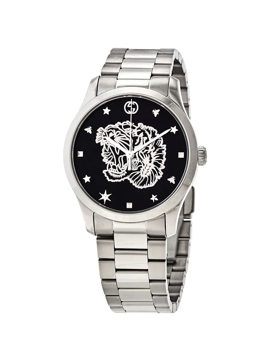 Женские часы Gucci G-Timeless с кварцевым механизмом, черным циферблатом YA1264125