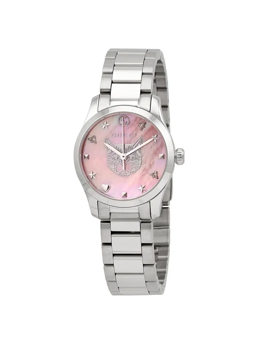 Женские часы Gucci G-Timeless Quartz с розовым перламутровым циферблатом YA1265013