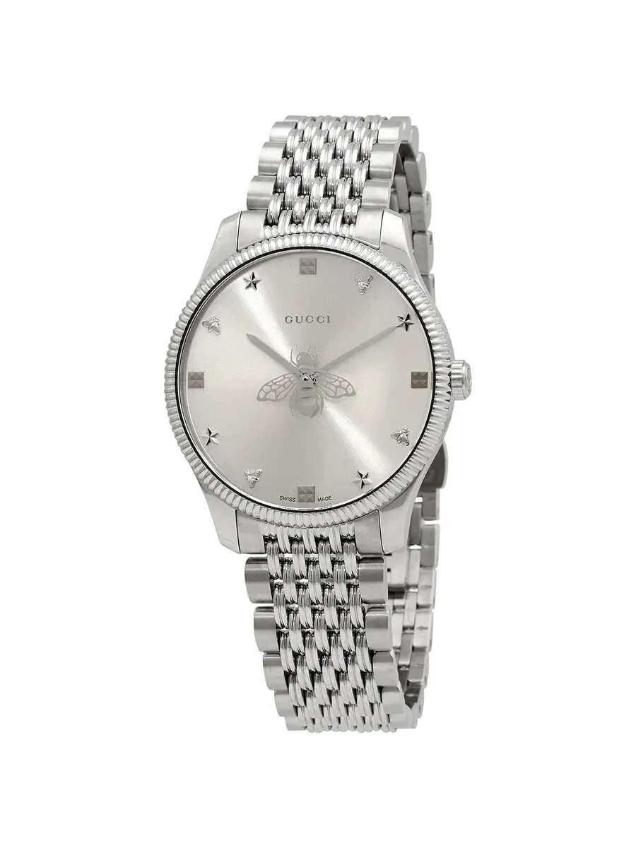 Женские часы Gucci G-Timeless с кварцевым механизмом и серебристым циферблатом YA1264153