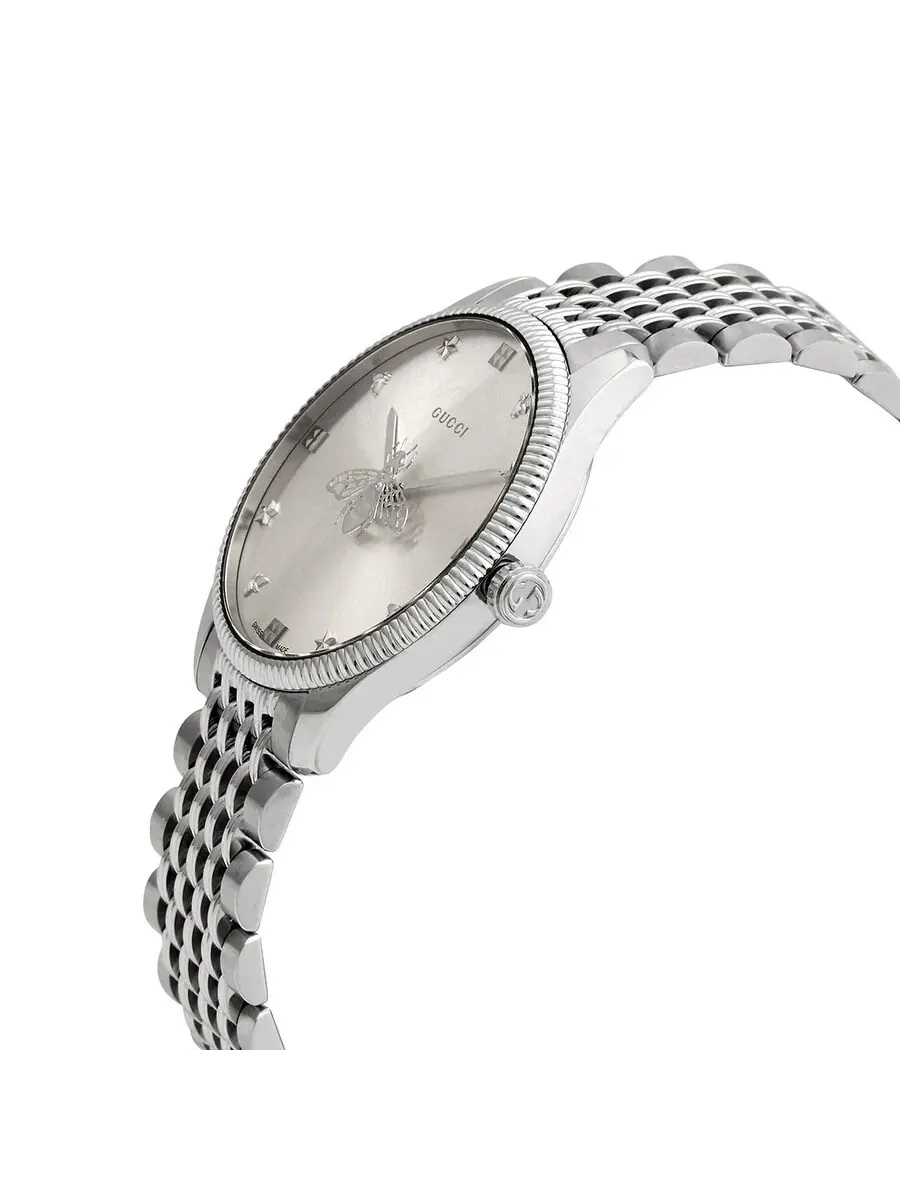 Женские часы Gucci G-Timeless с кварцевым механизмом и серебристым циферблатом YA1264153 — изображение 2 из 3