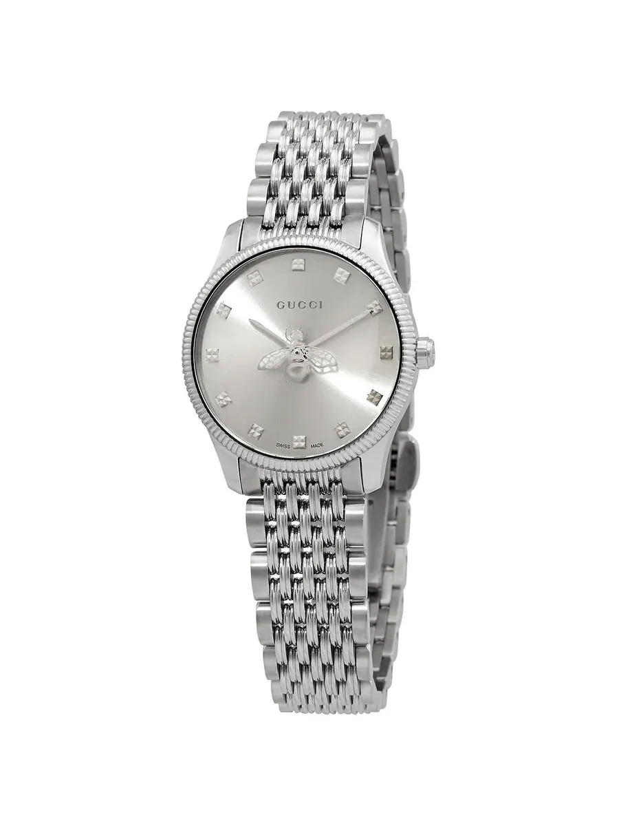 Женские часы Gucci G-Timeless с кварцевым механизмом, серебристым циферблатом YA1265019