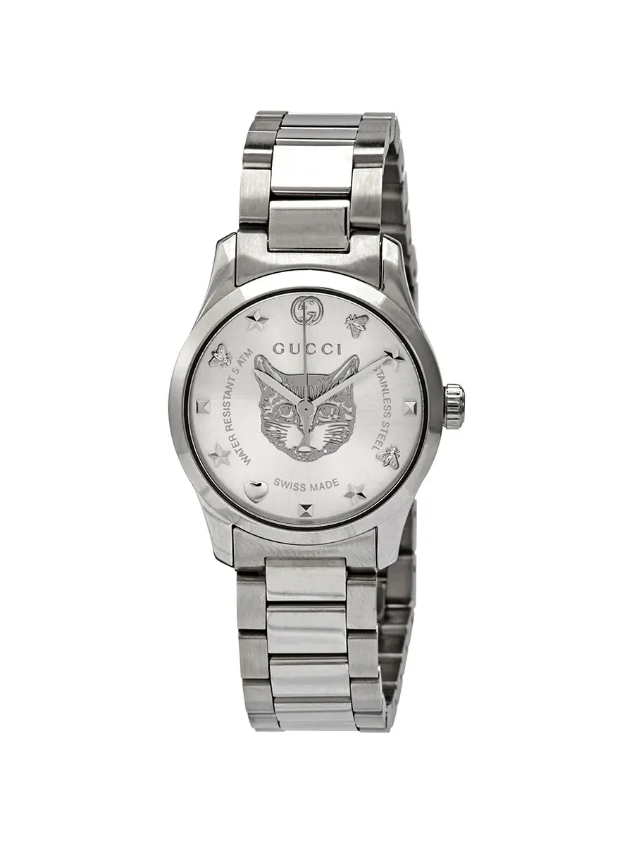 Женские часы Gucci G-Timeless с серебристым циферблатом YA126595