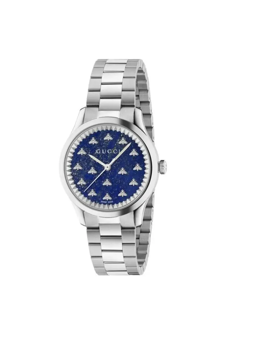 Женские часы Gucci G-Timeless с синим циферблатом и изображением пчел YA1265043