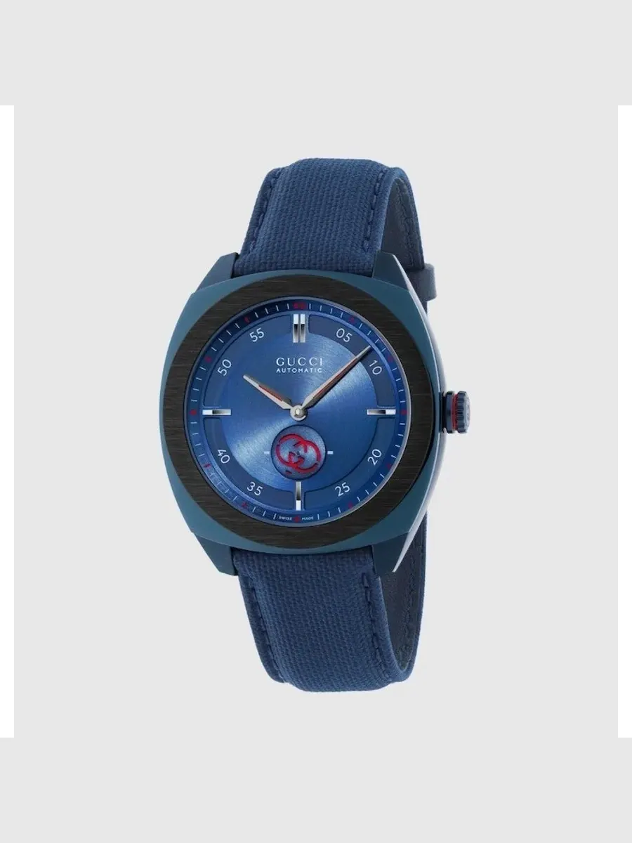 Мужские часы Gucci Interlocking G с автоматическим механизмом и синим циферблатом YA142331