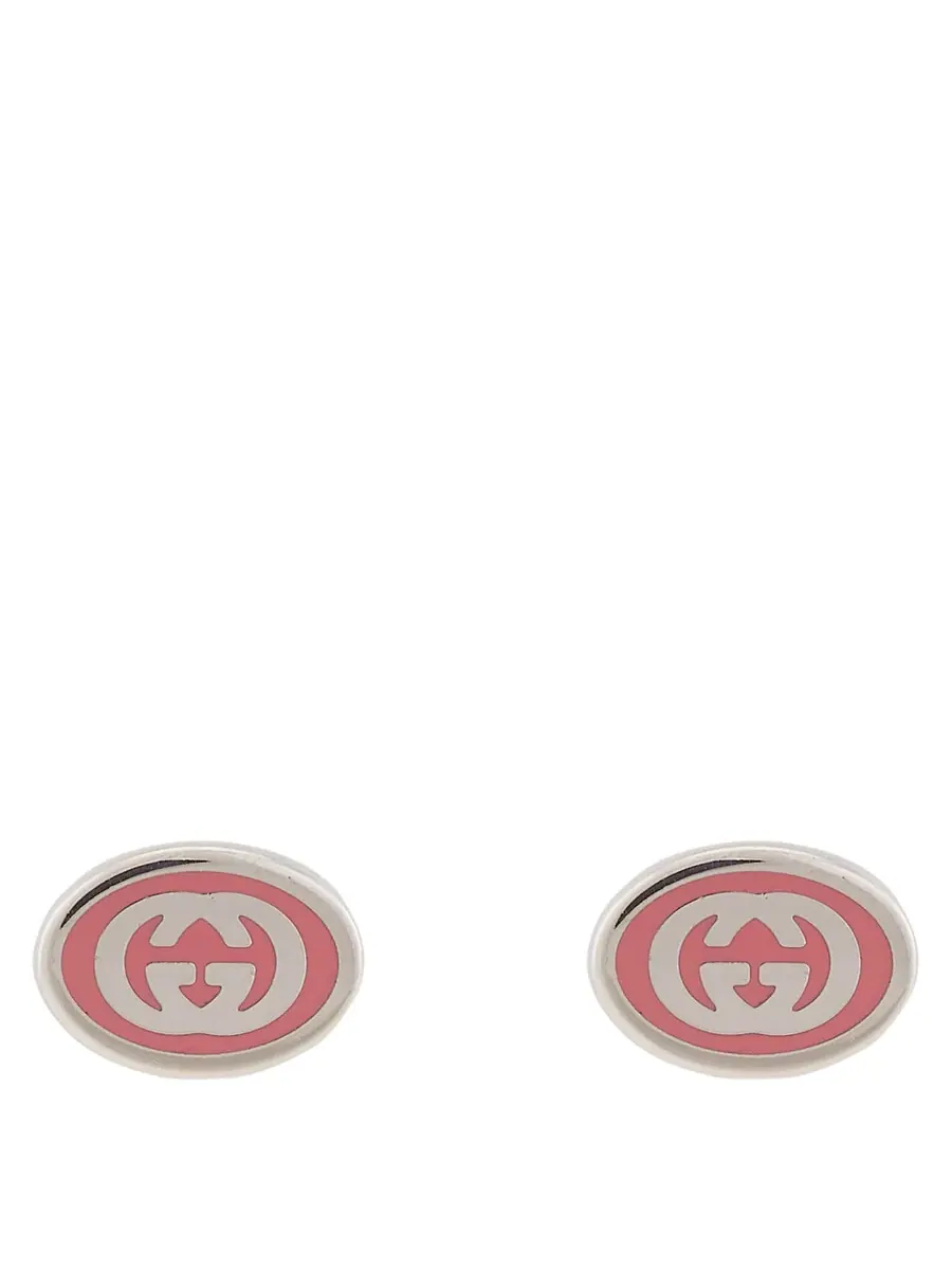 Серьги Gucci с переплетающимися G из стерлингового серебра с розовой эмалью - YBD753485001 — изображение 3 из 4