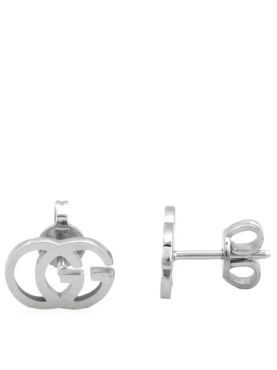 Серьги Gucci Running G Stud из белого золота 18 карат — изображение 3 из 4, оттенок белый