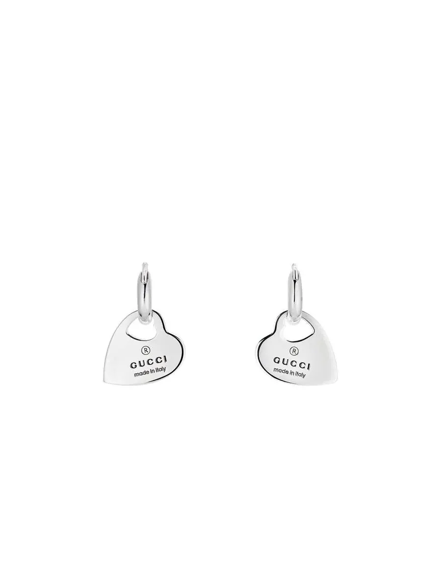 Серебряные серьги-кольца Gucci с подвесками в виде сердечек YBD796302001