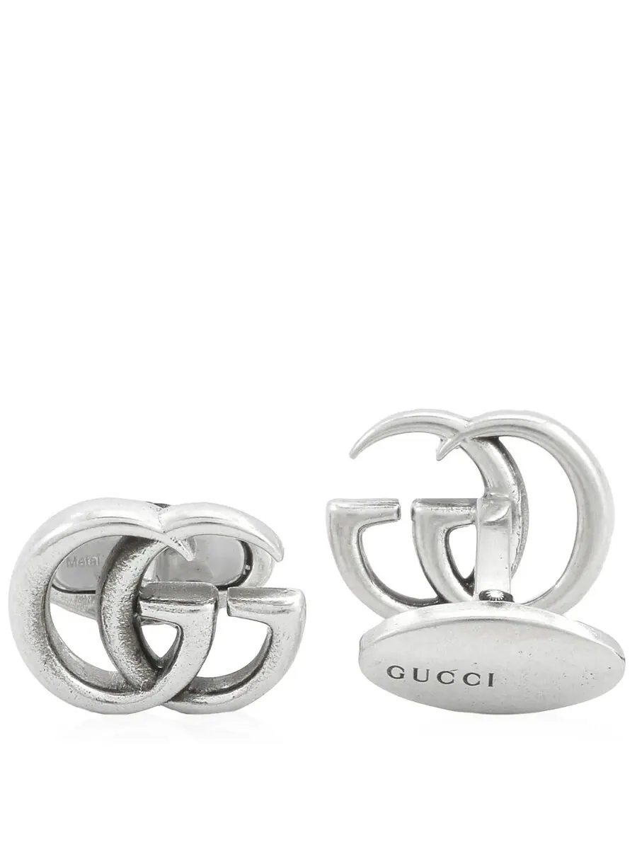 Запонки Gucci из стерлингового серебра с мотивом двойной G — изображение 4 из 4, оттенок серебряный