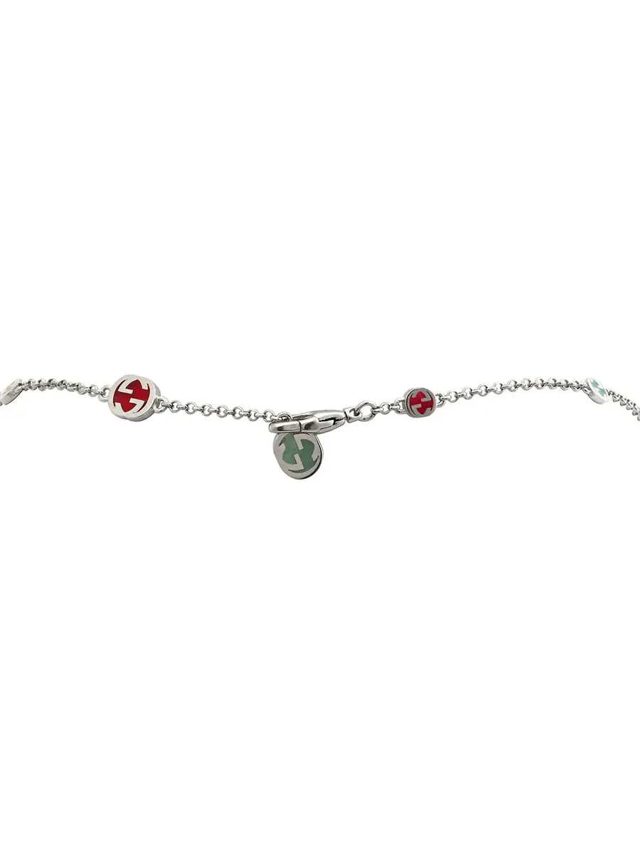 Ожерелье Gucci из стерлингового серебра с переплетенными G и разноцветной эмалью - YBB728953001 — изображение 4 из 5