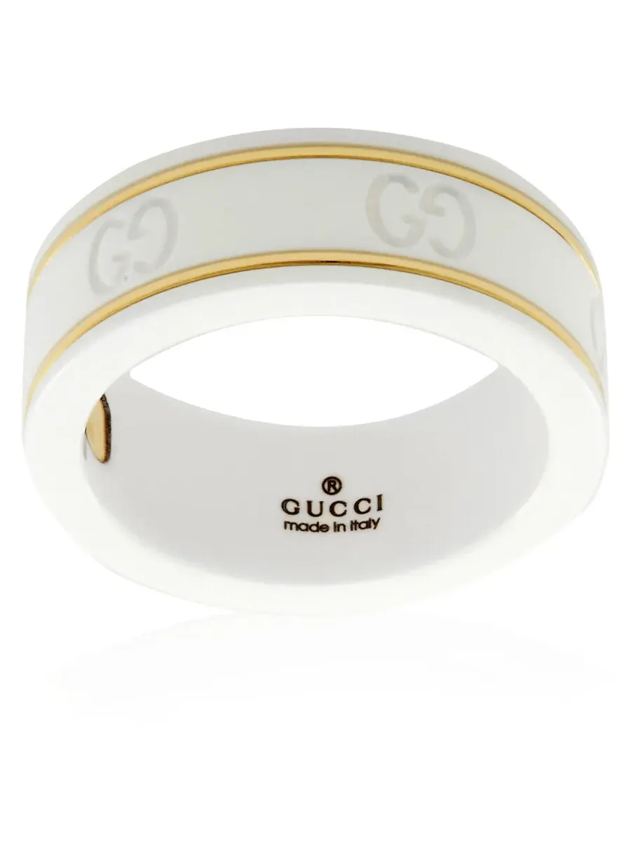 Кольцо Gucci из желтого и белого золота с иконой — изображение 2 из 2, оттенок белый