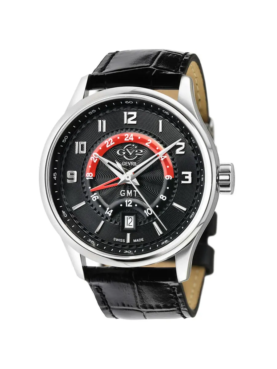 Мужские часы GV2 от Gevril Giromondo Quartz с черным циферблатом 42303 Gv2 By Gevril