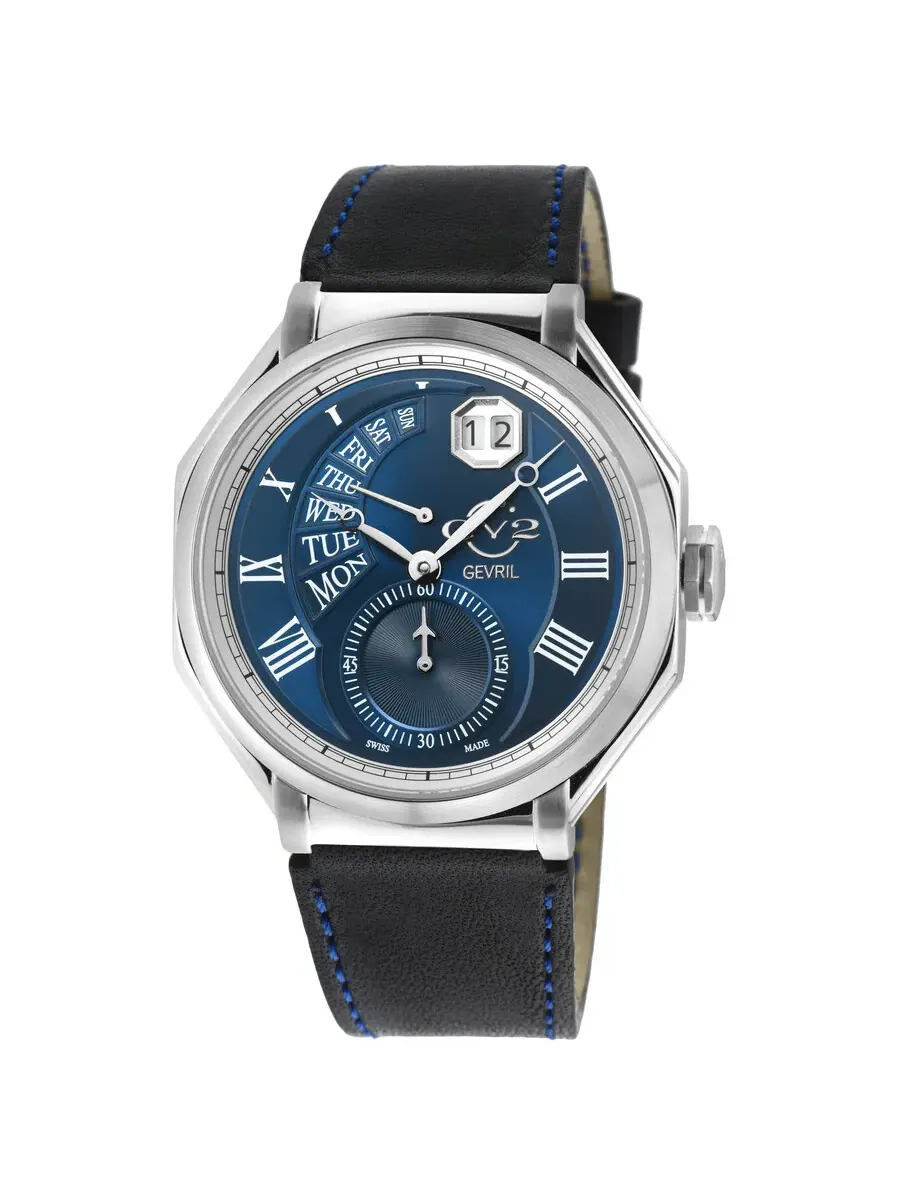 Мужские часы GV2 от Gevril Marchese Quartz с синим циферблатом 42421 Gv2 By Gevril