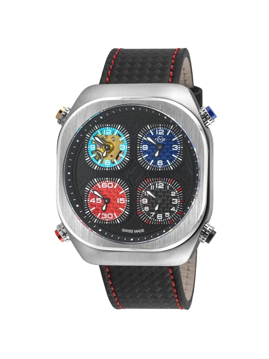 Мужские часы GV2 от Gevril Quattro Quartz с черным циферблатом 43400 Gv2 By Gevril