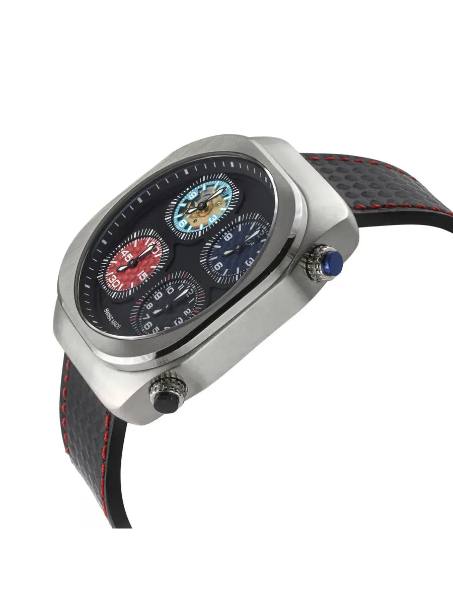 Мужские часы GV2 от Gevril Quattro Quartz с черным циферблатом 43400 Gv2 By Gevril — изображение 2 из 3, оттенок серебряный