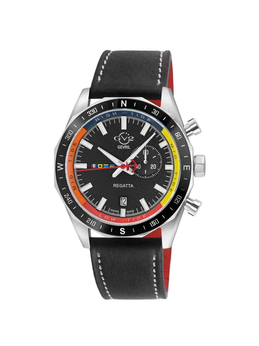 Мужские часы GV2 от Gevril Regatta Quartz с черным циферблатом 42700 Gv2 By Gevril