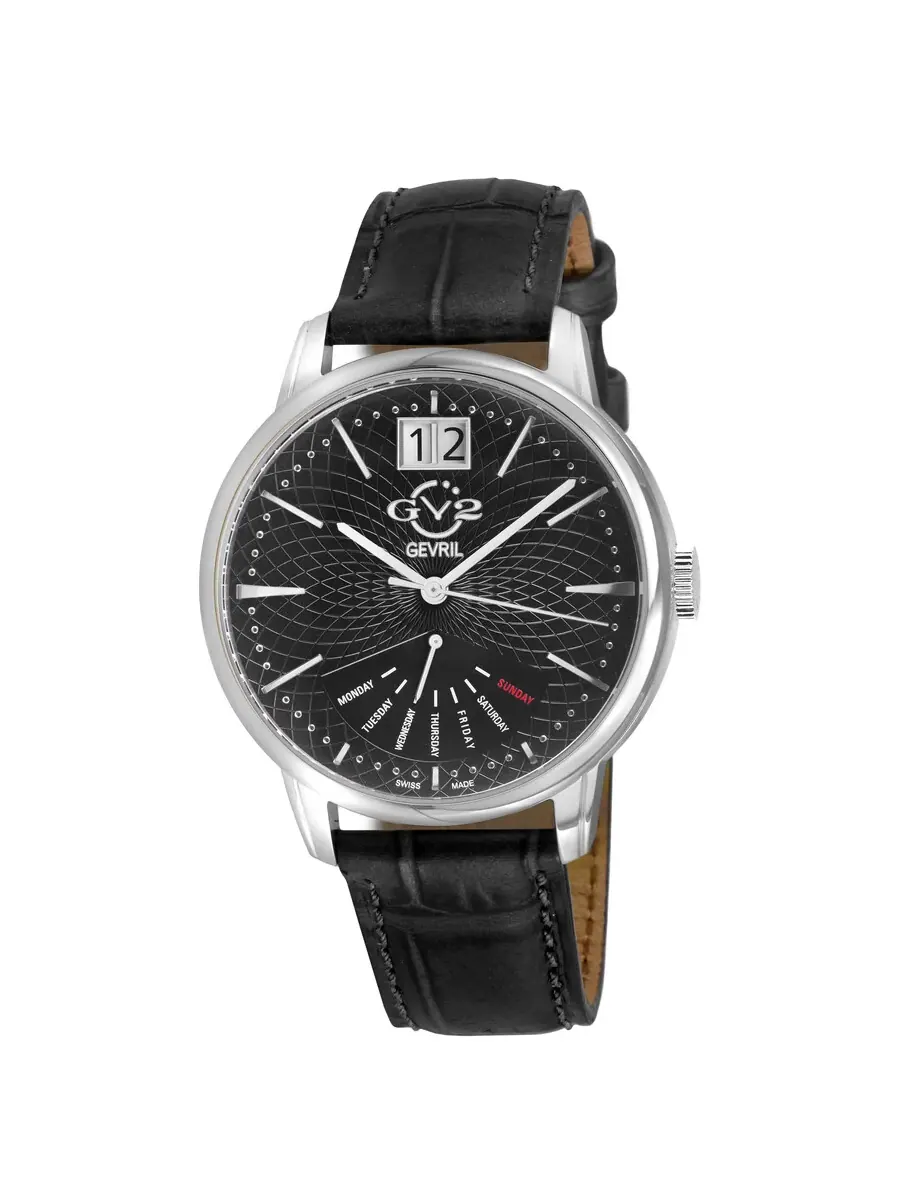 Мужские часы GV2 от Gevril Rovescio Quartz с черным циферблатом 56210 Gv2 By Gevril