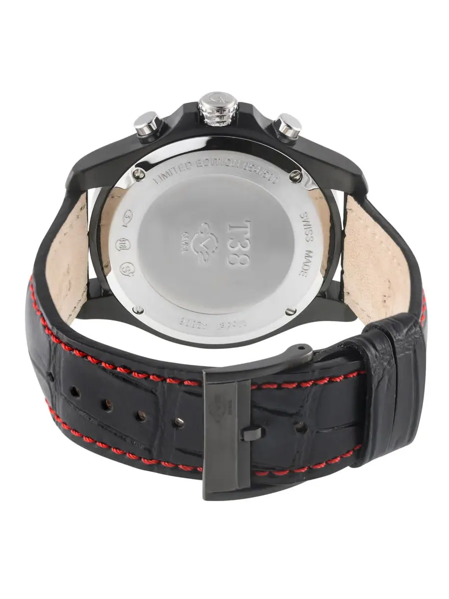 Мужские кварцевые часы GV2 by Gevril T38 Chronograph с черным циферблатом, артикул 42806 — изображение 3 из 3, оттенок черный