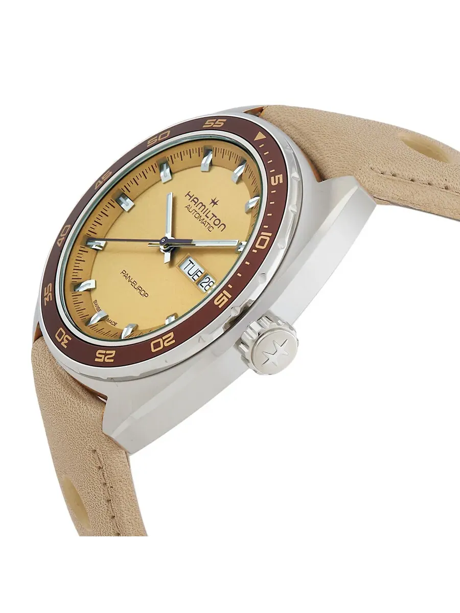 Часы Hamilton American Classic Pan Europ Day Date Automatic с бежевым циферблатом для мужчин H35435820 — изображение 2 из 4