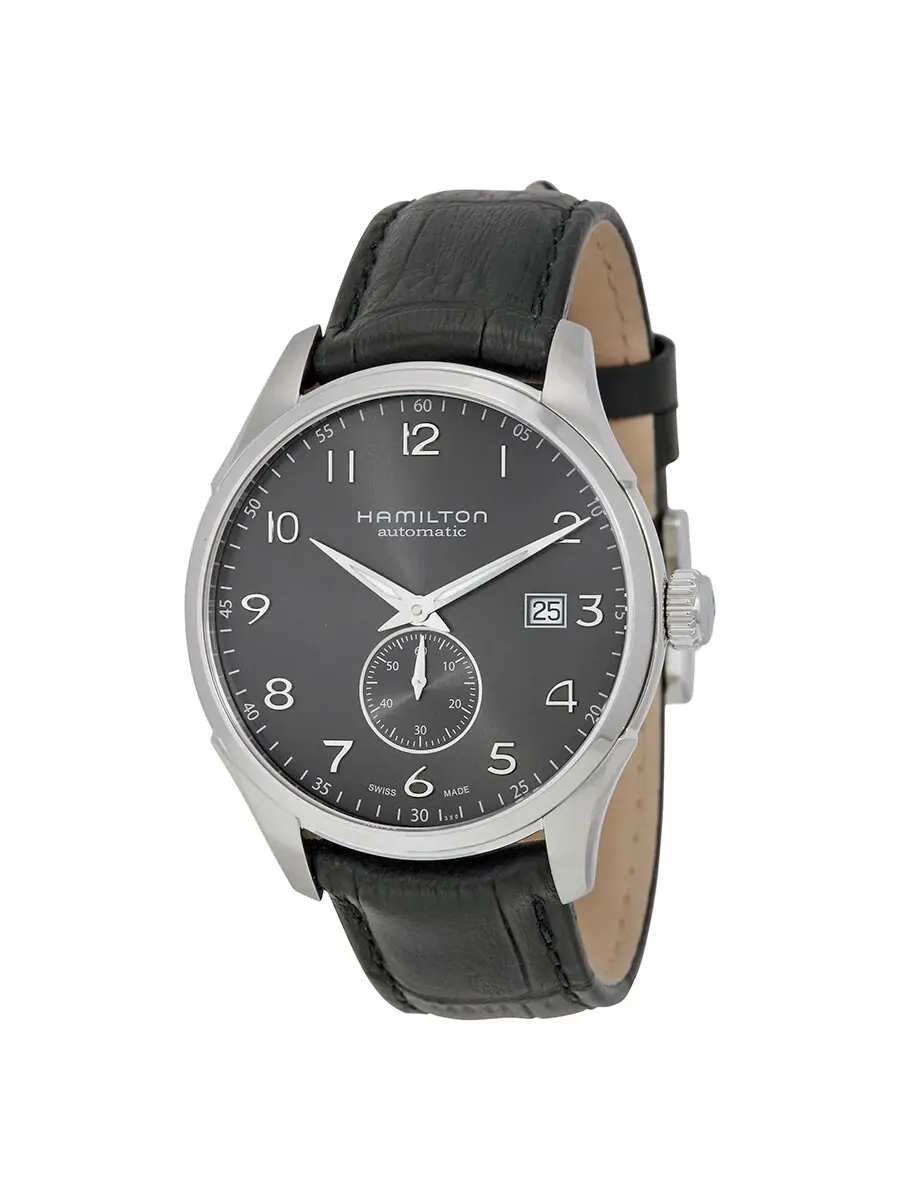 Мужские часы Hamilton Jazzmaster Maestro Automatic с черным циферблатом и черным кожаным ремешком H42515735