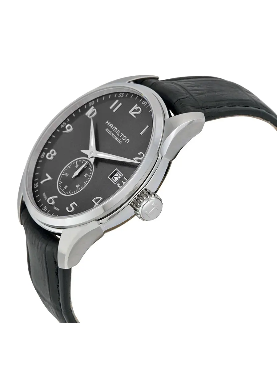 Мужские часы Hamilton Jazzmaster Maestro Automatic с черным циферблатом и черным кожаным ремешком H42515735