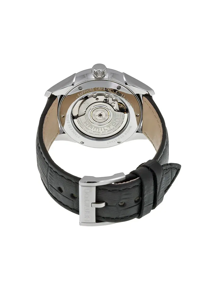 Мужские часы Hamilton Jazzmaster Maestro Automatic с черным циферблатом и черным кожаным ремешком H42515735