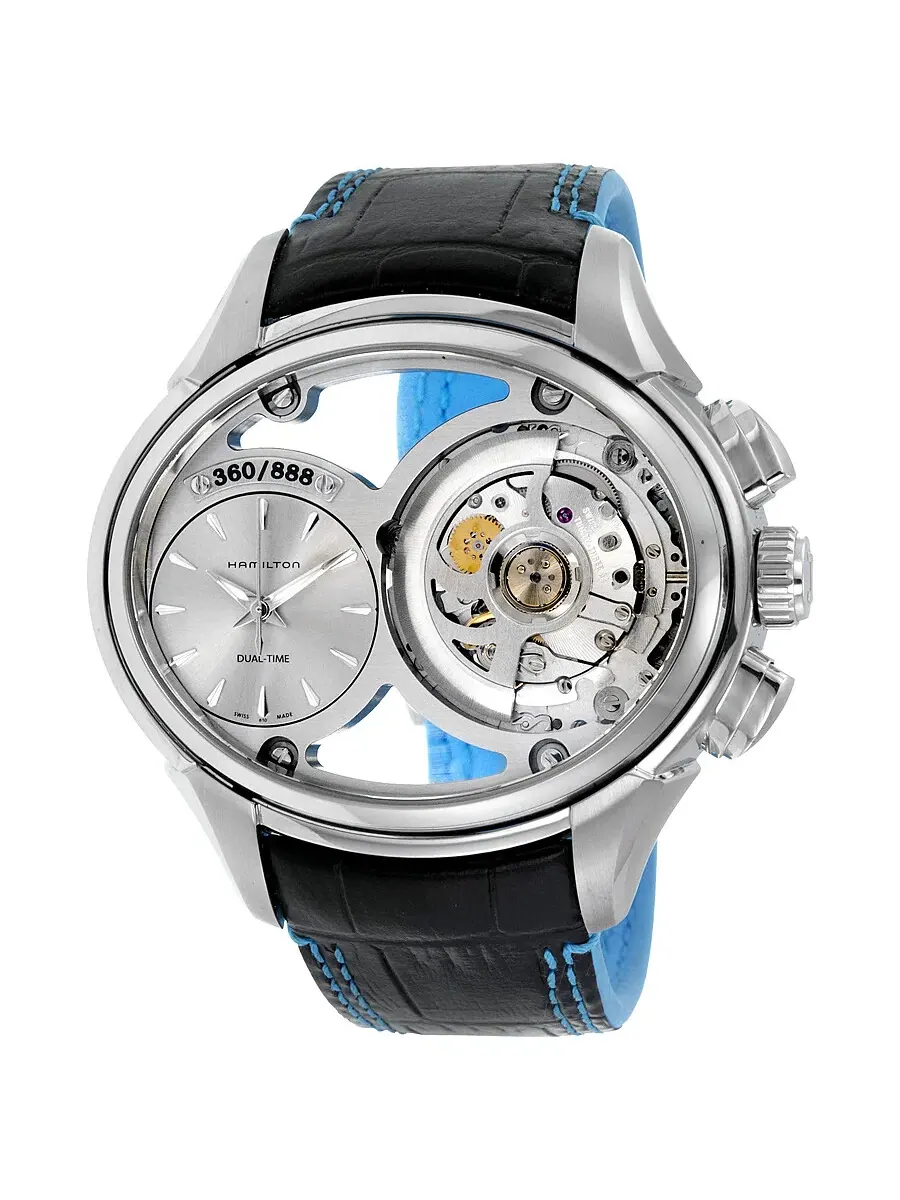 Мужские часы Hamilton Jazzmaster Face 2 Face с автоматическим механизмом и кожаным ремешком H32856705 — изображение 2 из 3
