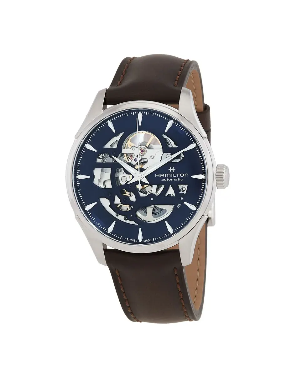 Мужские часы Hamilton Jazzmaster Skeleton Automatic с синим циферблатом H42535541