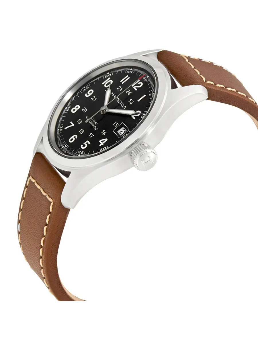 Мужские часы Hamilton Khaki Automatic с черным циферблатом H70455533 — изображение 2 из 4, оттенок серебряный