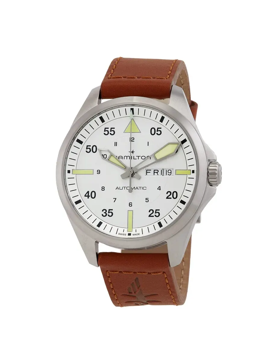 Мужские автоматические часы Hamilton Khaki Aviation с серебристым циферблатом, модель H64635550