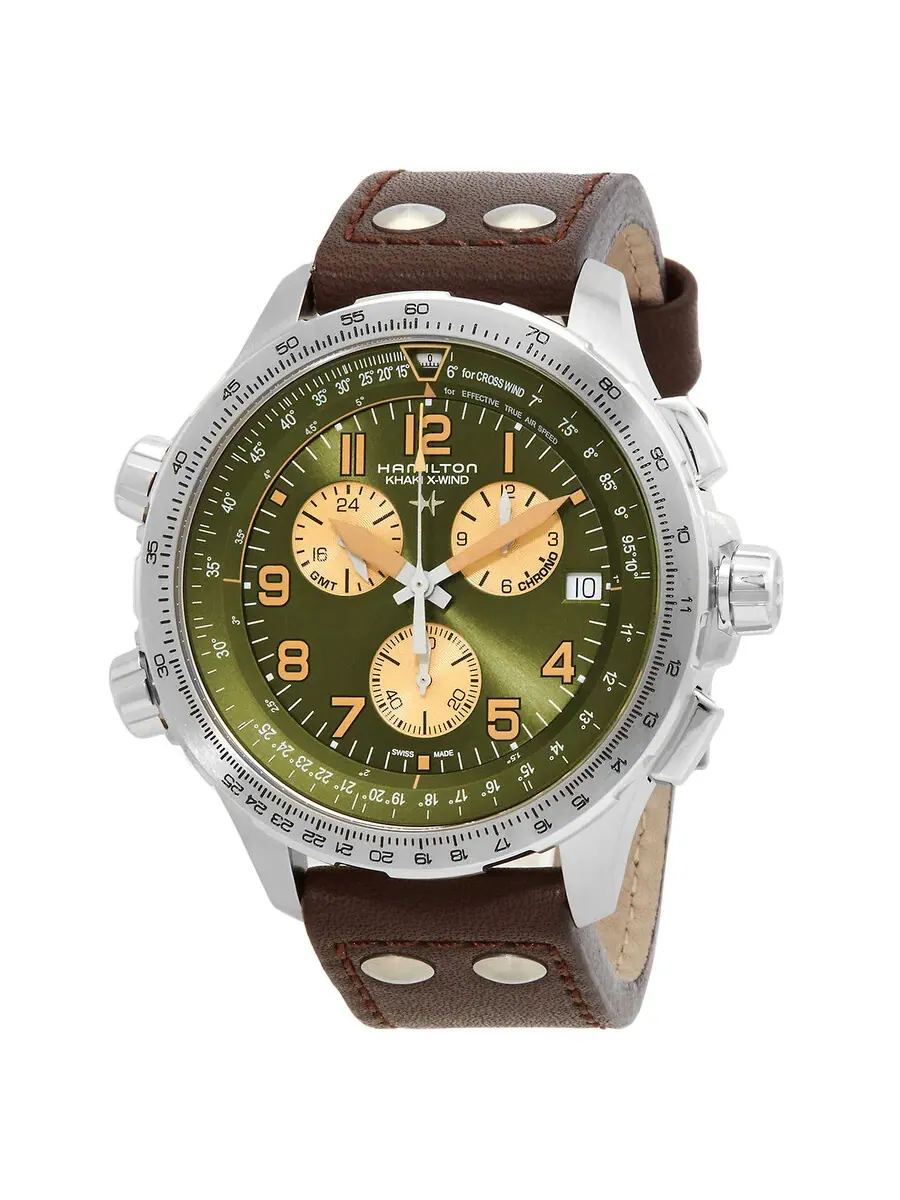 Мужские часы Hamilton Khaki Aviation Chronograph Quartz с зеленым циферблатом H77932560