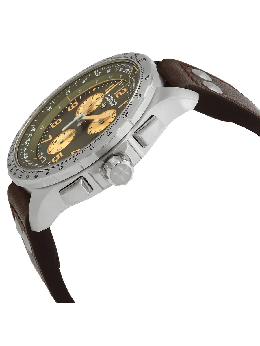 Мужские часы Hamilton Khaki Aviation Chronograph Quartz с зеленым циферблатом H77932560 — изображение 2 из 3