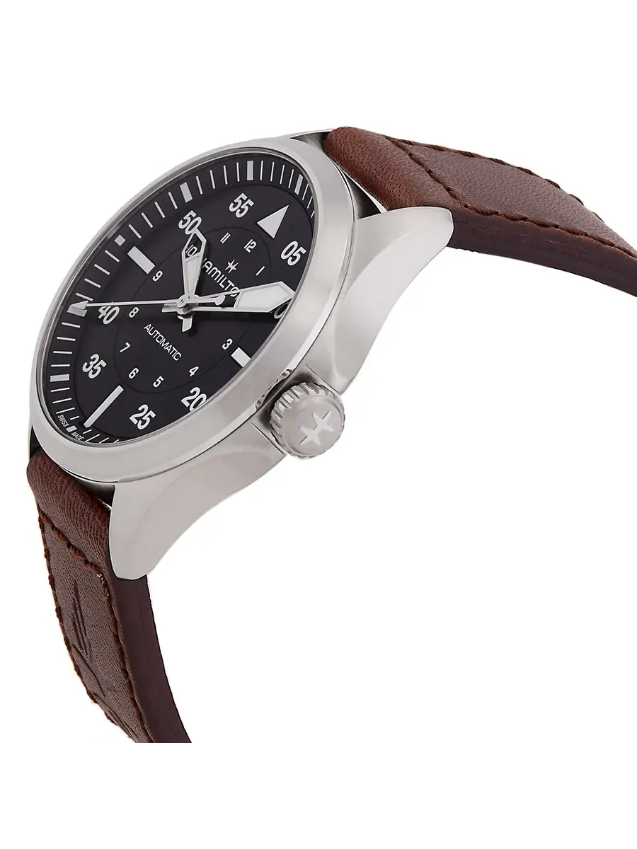 Часы Hamilton Khaki Aviation Pilot Automatic с черным циферблатом H76305530 — изображение 2 из 3, оттенок серебряный