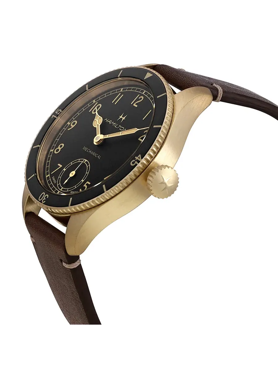 Мужские часы Hamilton Khaki Aviation Pioneer с ручным заводом и черным циферблатом H76709530 — изображение 2 из 3