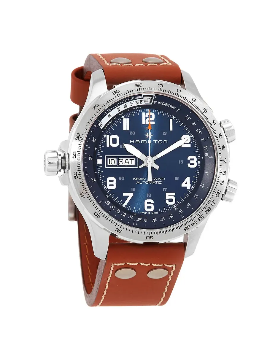 Мужские часы Hamilton Khaki Aviation X-Wind Lefty Automatic с синим циферблатом H77765541