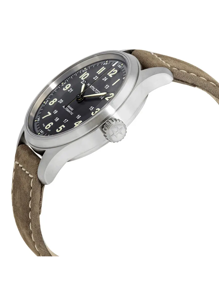 Мужские автоматические часы Hamilton Khaki Field с черным циферблатом, модель H70545550 — изображение 2 из 3, оттенок серый