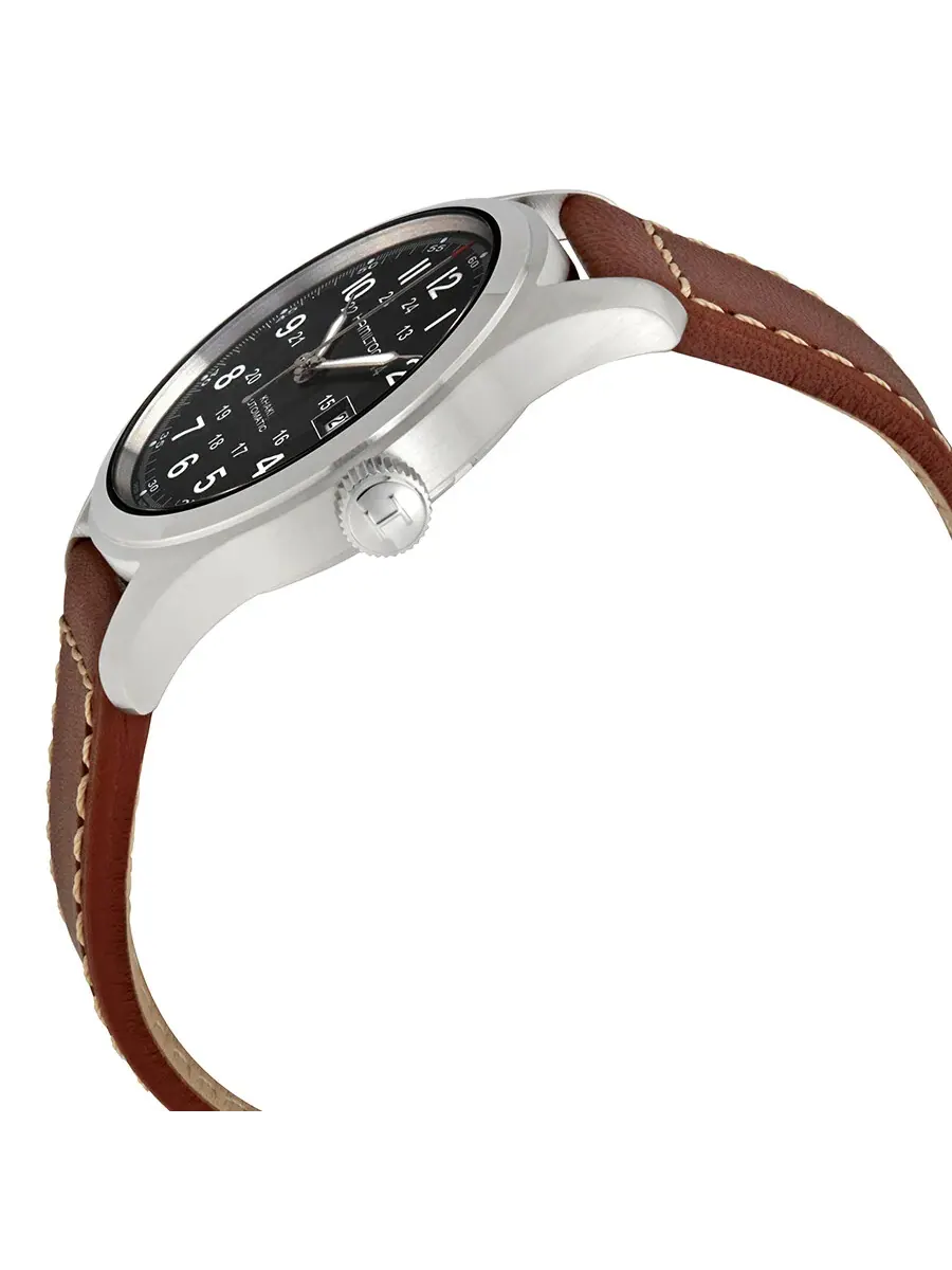 Мужские автоматические часы Hamilton Khaki Field с черным циферблатом H70555533 — изображение 2 из 4, оттенок серебряный