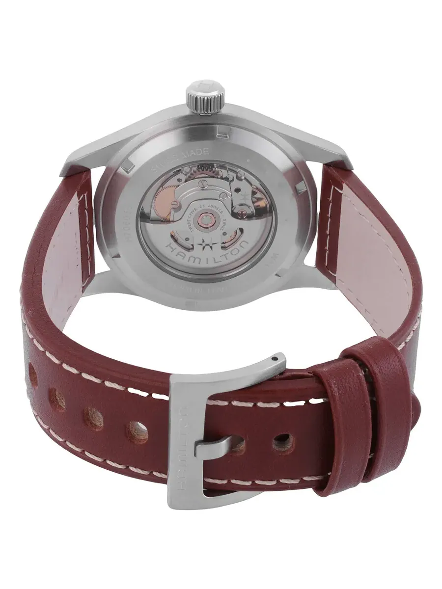 Часы Hamilton Khaki Field Automatic с зеленым циферблатом H70605560 — изображение 3 из 3, оттенок серебряный