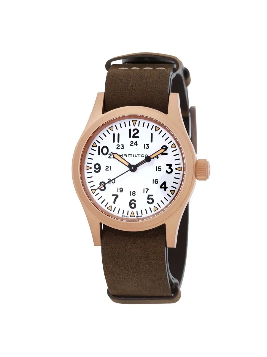 Мужские часы Hamilton Khaki Field Manual Wind с белым циферблатом, модель H69459510