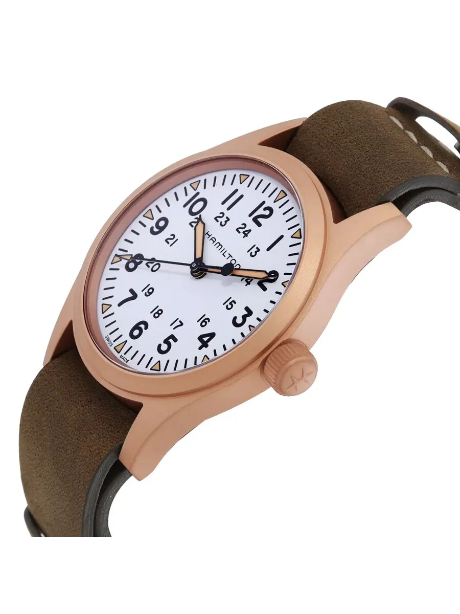 Мужские часы Hamilton Khaki Field Manual Wind с белым циферблатом, модель H69459510 — изображение 2 из 3, оттенок белый