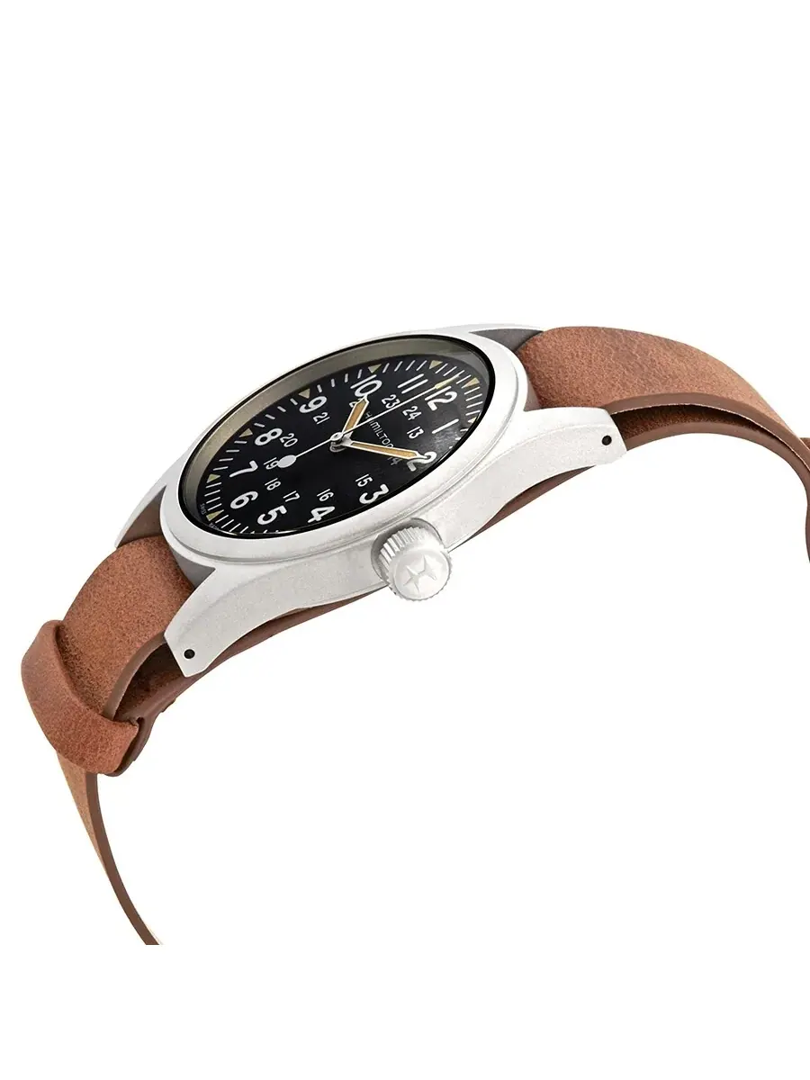 Мужские часы Hamilton Khaki Field Hand Wind с черным циферблатом H69439531 — изображение 2 из 3, оттенок серебряный