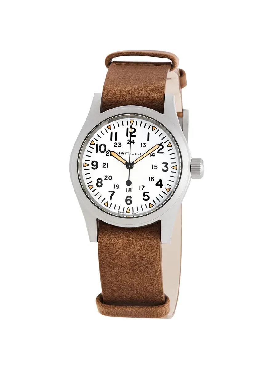 Мужские часы Hamilton Khaki Field Hand Wind с белым циферблатом H69439511